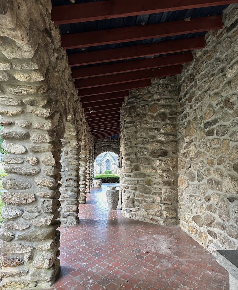 Outdoor hallway at Spencer Abbey. Post on facing the future.