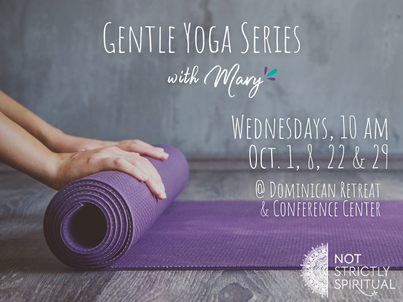 October gentle yoga series promo with image of mat